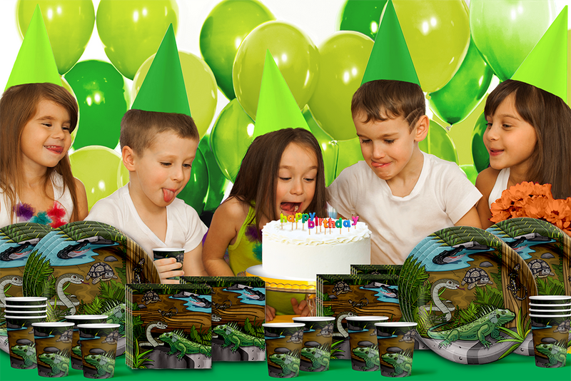 Reptile Birthday Party Tableware Kit For 16 Guests - BirthdayGalore.com