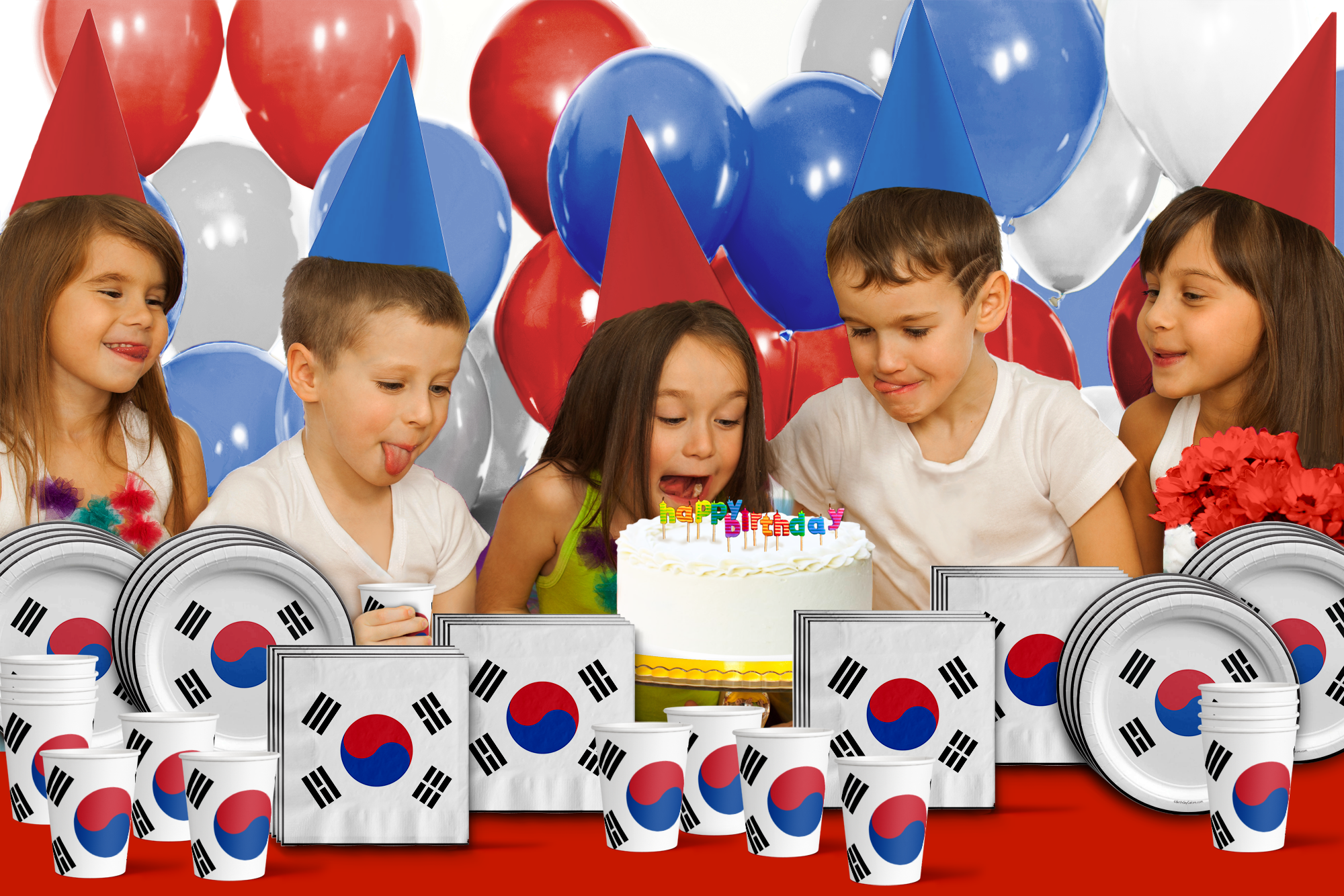 South Korean Flag Birthday Party Tableware Kit For 16 Guests