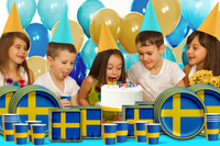 Swedish Flag Birthday Party Tableware Kit For 16 Guests