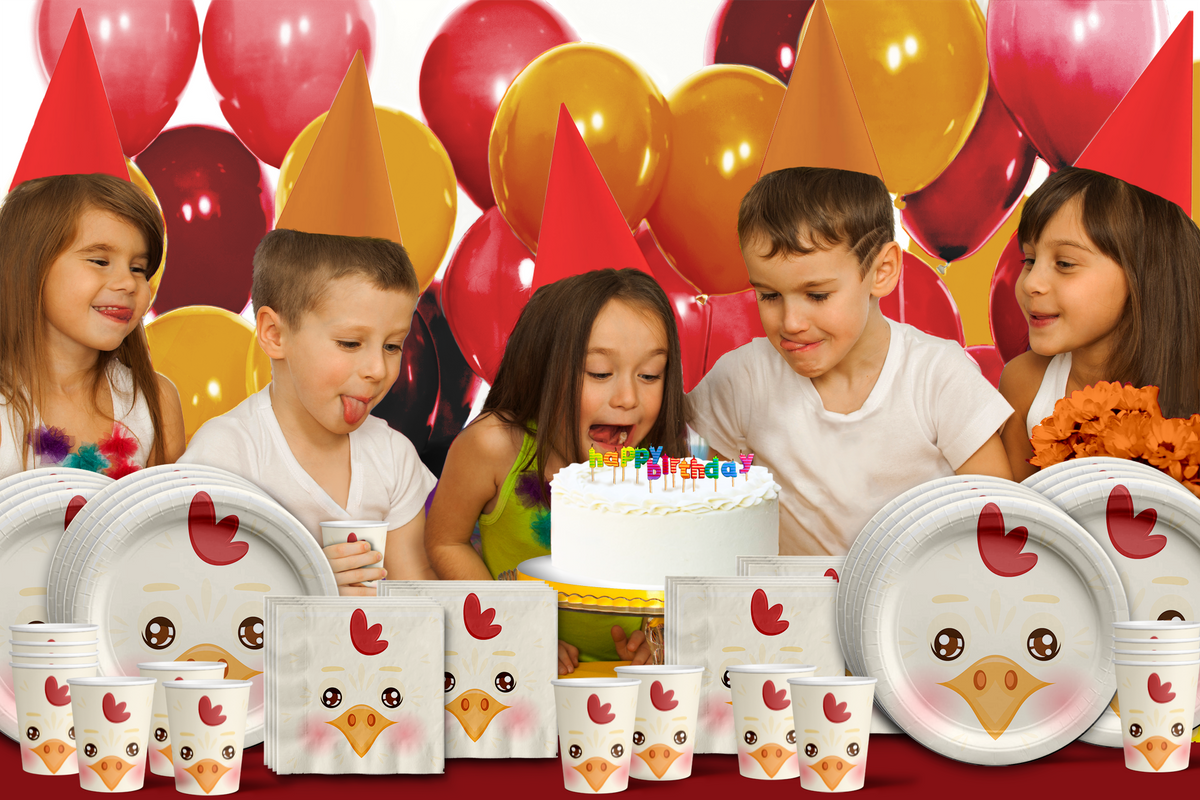 Chicken Tableware Chicken Birthday Party Tableware Kit For 16 Guests