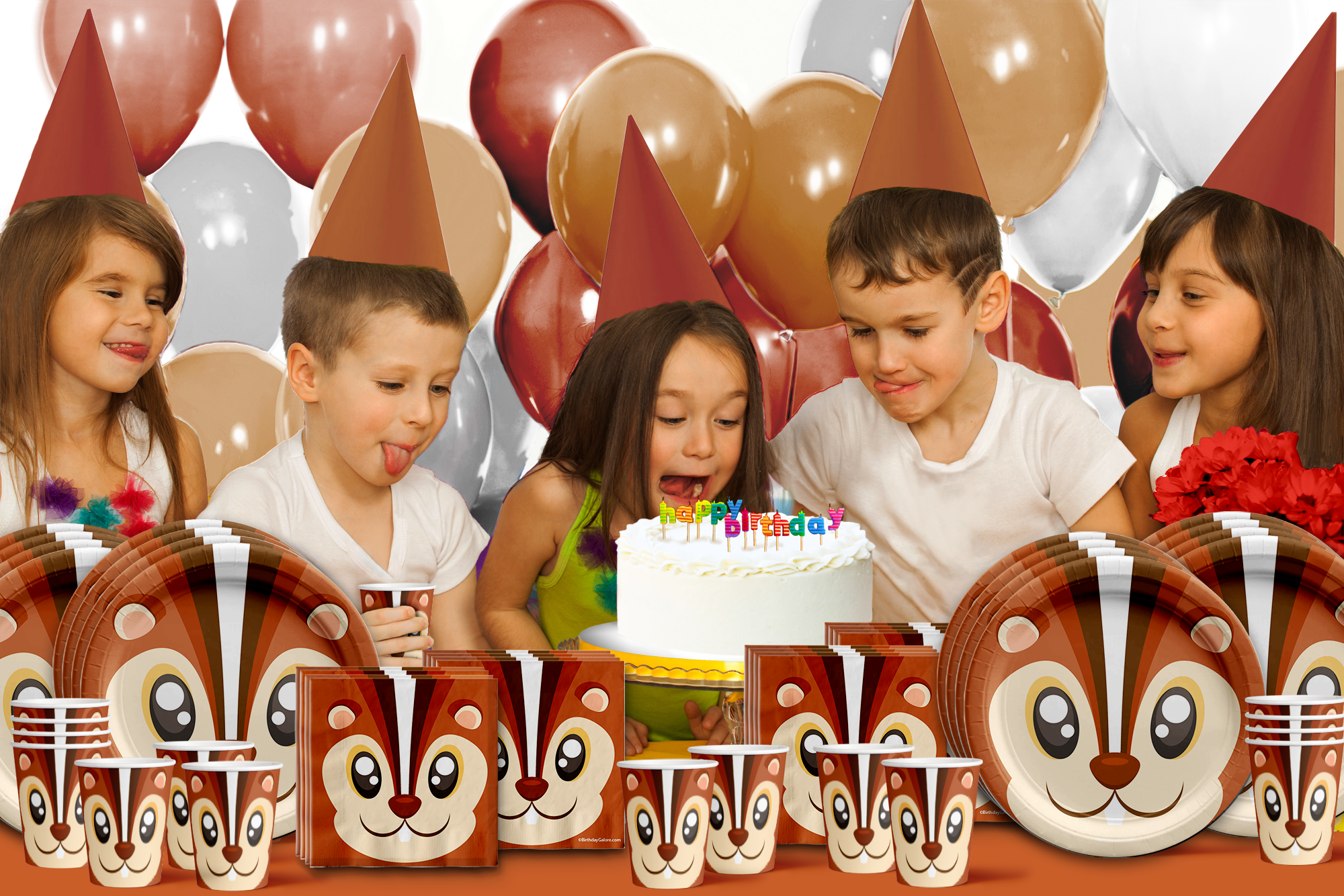 Squirrel Birthday Party Tableware Kit For 16 Guests