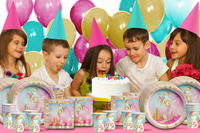 Mermaids Gold Birthday Party Tableware Kit For 16 Guests - BirthdayGalore.com