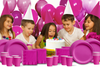 Solid Pink Birthday Party Tableware Kit For 16 Guests