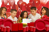 Solid Red Birthday Party Tableware Kit For 16 Guests