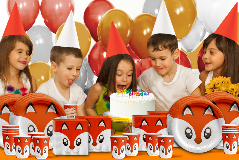 Fox Birthday Party Tableware Kit For 16 Guests