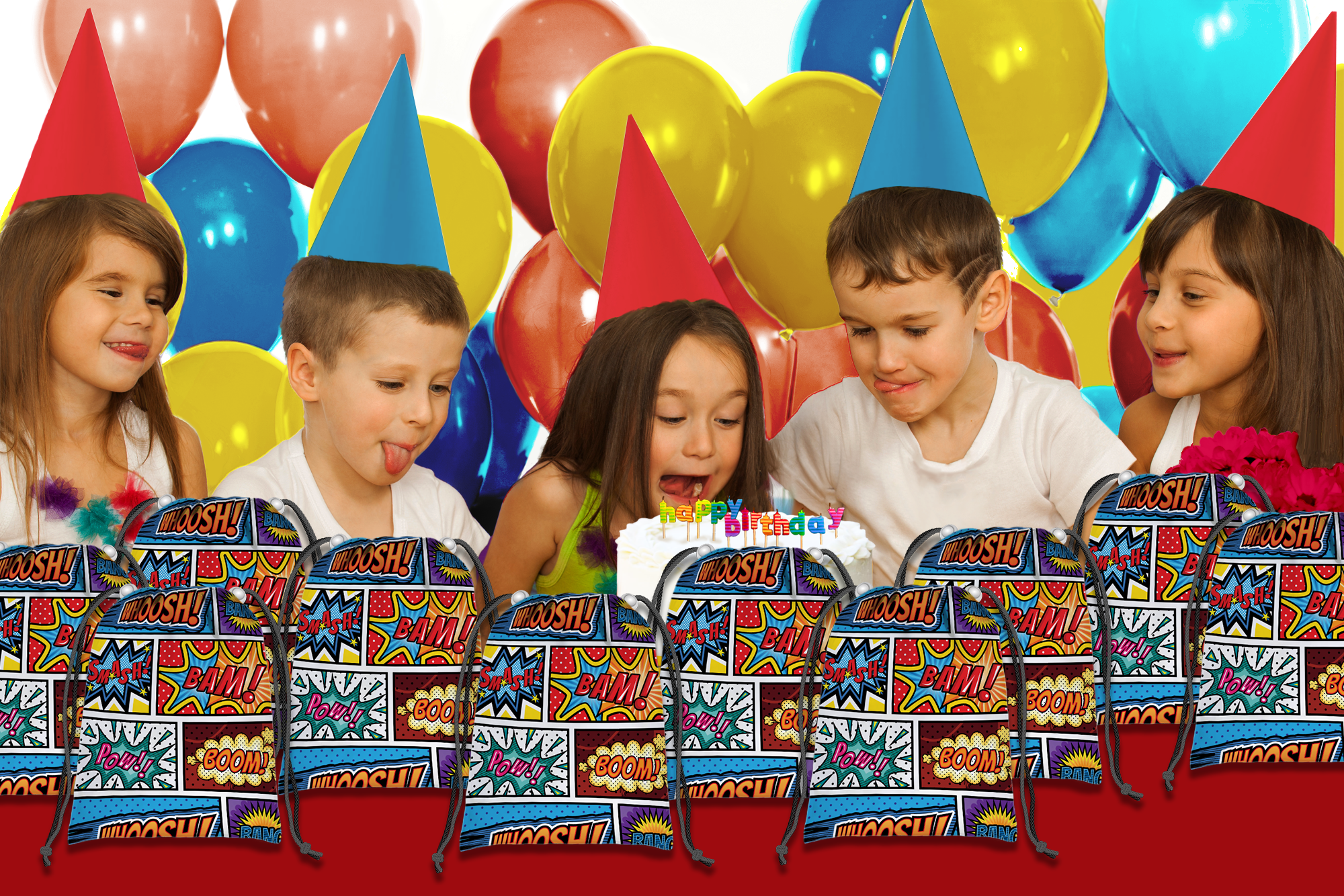 Superhero Drawstring Tote Bag (10 Pack) - BirthdayGalore.com