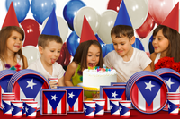 Puerto Rican Flag Birthday Party Tableware Kit For 16 Guests
