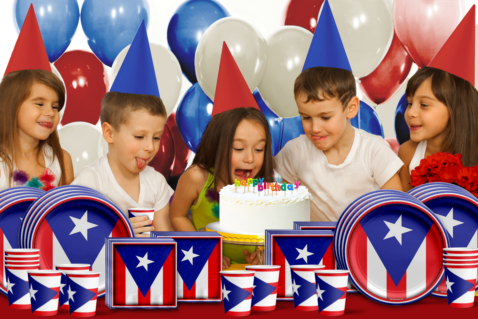 Puerto Rican Flag Birthday Party Tableware Kit For 16 Guests