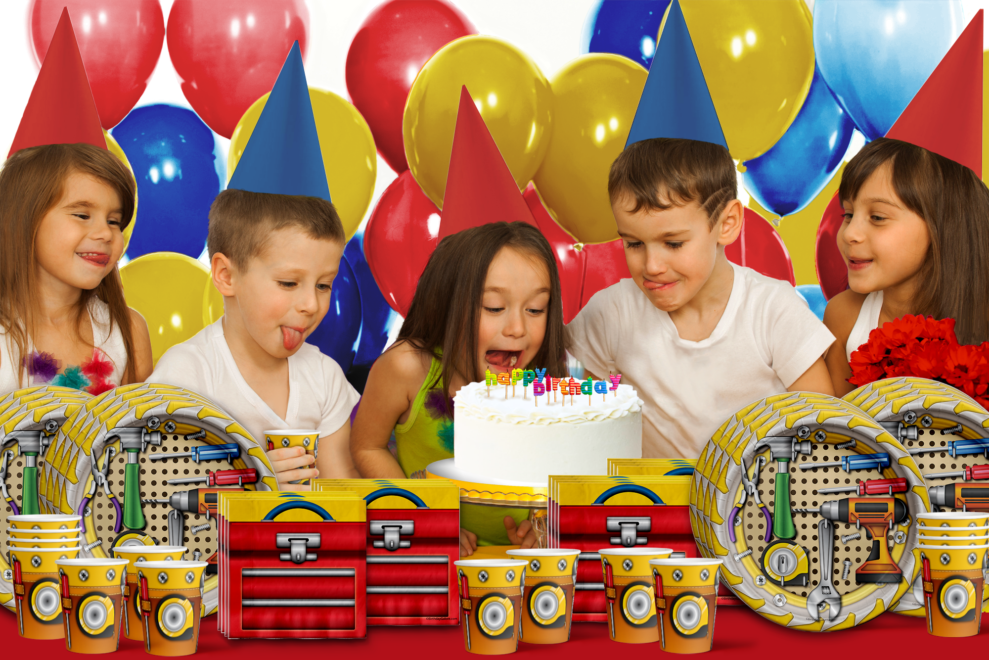 Tool Time Birthday Party Tableware Kit For 16 Guests