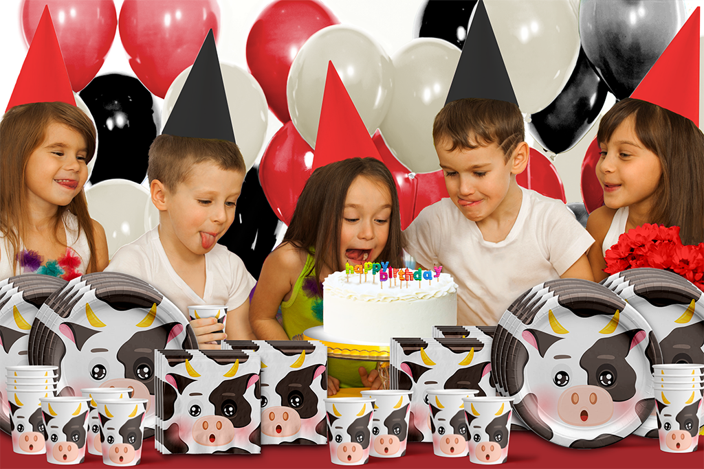 Cow Birthday Party Tableware Kit For 16 Guests - BirthdayGalore.com