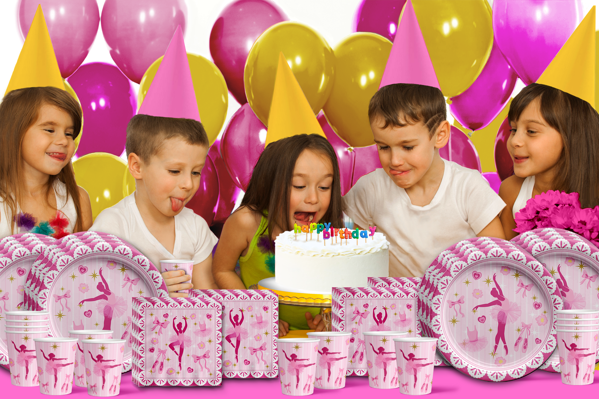 Little Ballerina Birthday Party Tableware Kit For 16 Guests - BirthdayGalore.com
