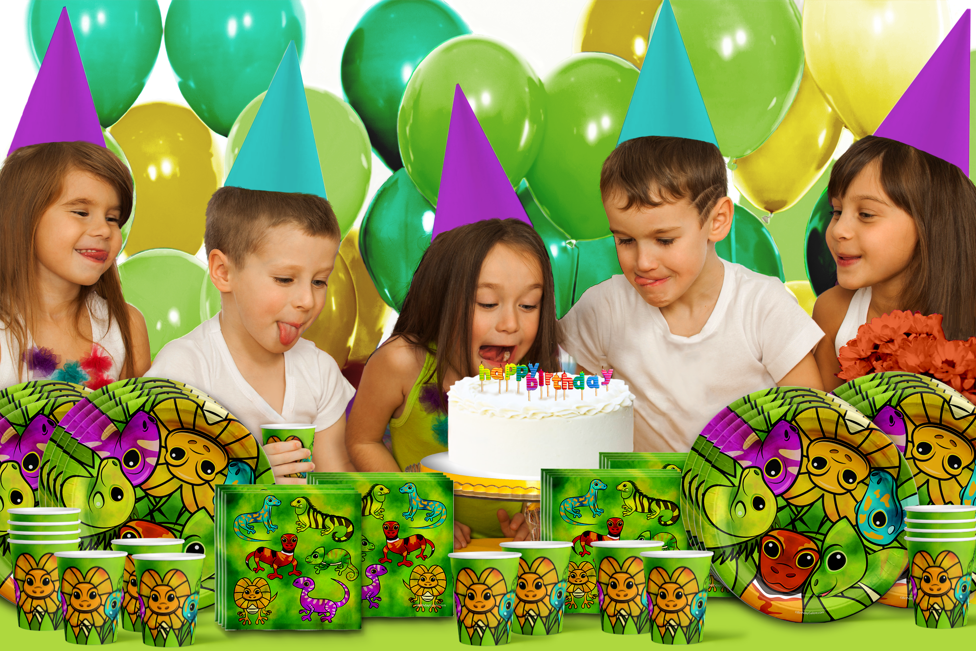 Lizard Birthday Party Tableware Kit For 16 Guests