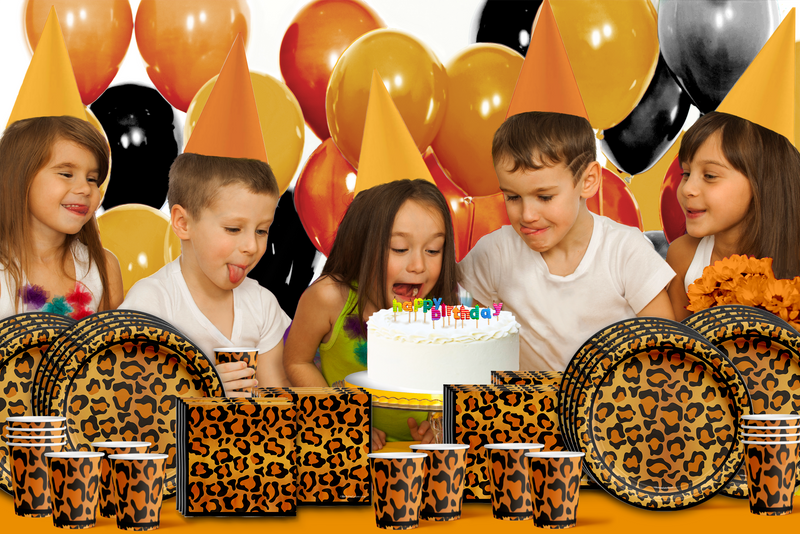 Leopard Print Birthday Party Tableware Kit For 16 Guests