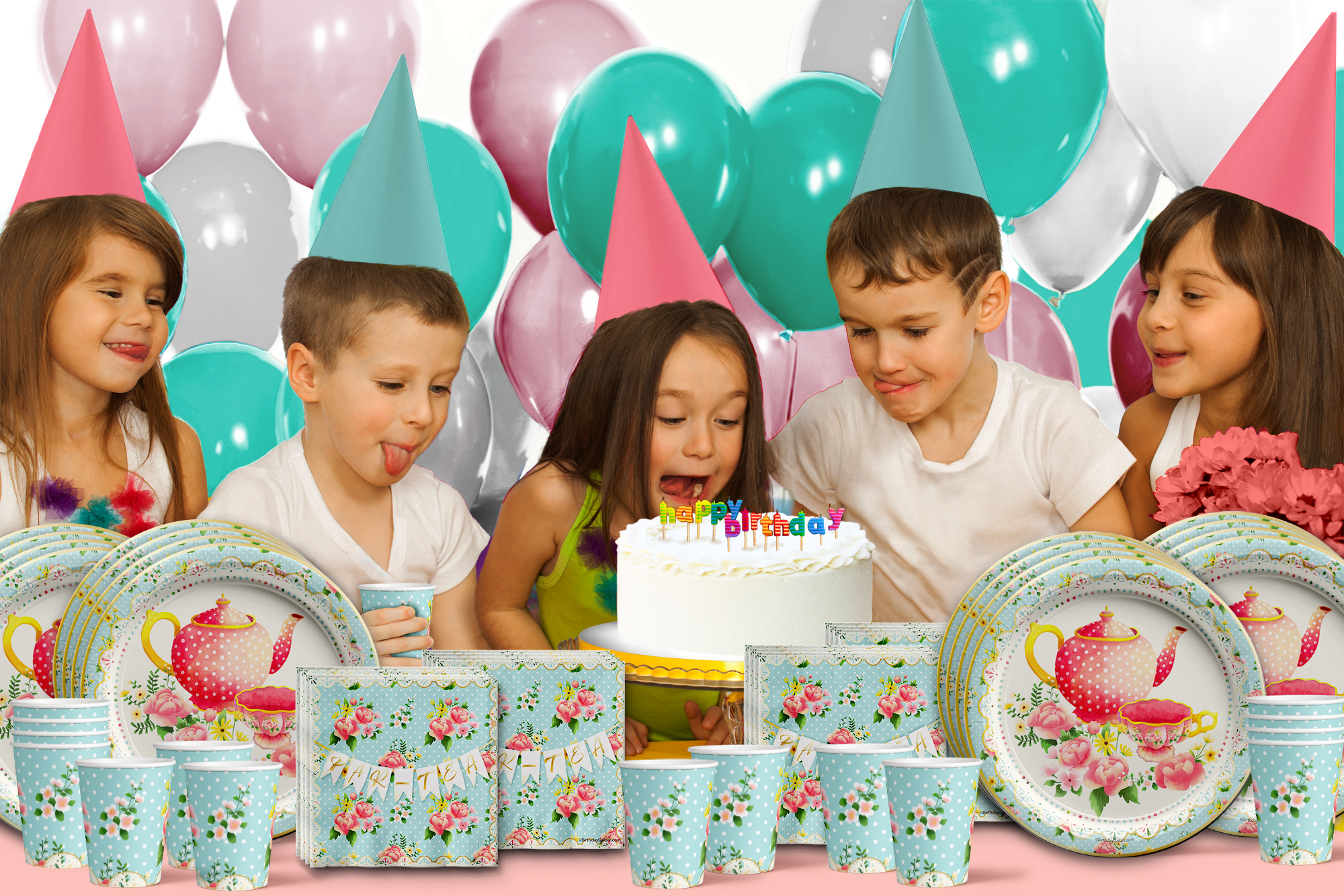 Par-Tea (Tea Party) Birthday Party Tableware Kit For 16 Guests