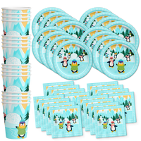 Penguins Birthday Party Tableware Kit For 16 Guests - BirthdayGalore.com