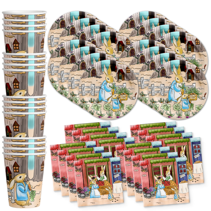 Peter Rabbit Birthday Party Tableware Kit For 16 Guests - BirthdayGalore.com