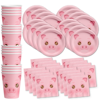 Pig Birthday Party Tableware Kit For 16 Guests - BirthdayGalore.com