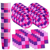 Pink Building Blocks Birthday Party Tableware Kit For 16 Guests - BirthdayGalore.com