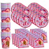 Pink Girl Puppy Dog Birthday Party Tableware Kit For 16 Guests - BirthdayGalore.com