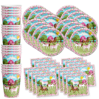 Lovely Pink Horse Birthday Party Tableware Kit For 16 Guests - BirthdayGalore.com