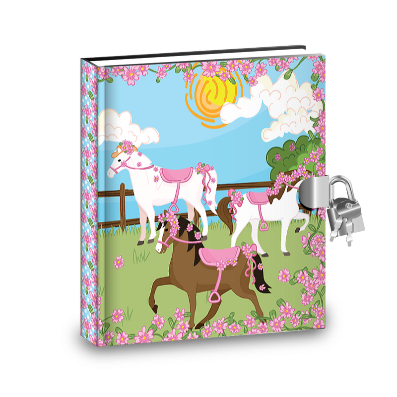 Gift Idea: Lovely Pink Horse Kids Diary With Lock - BirthdayGalore.com