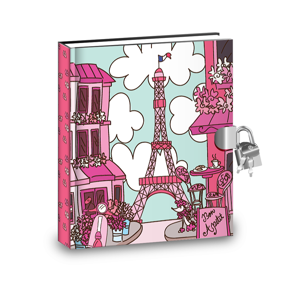 Gift Idea: Pink Paris Kids Diary With Lock - BirthdayGalore.com
