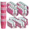 Pink Paris Birthday Party Tableware Kit For 16 Guests - BirthdayGalore.com