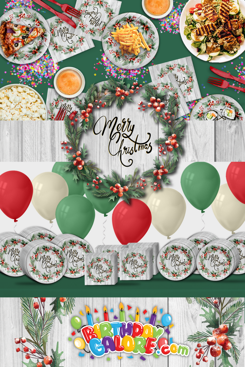 Merry Christmas Holiday Party Tableware Kit For 24 Guests