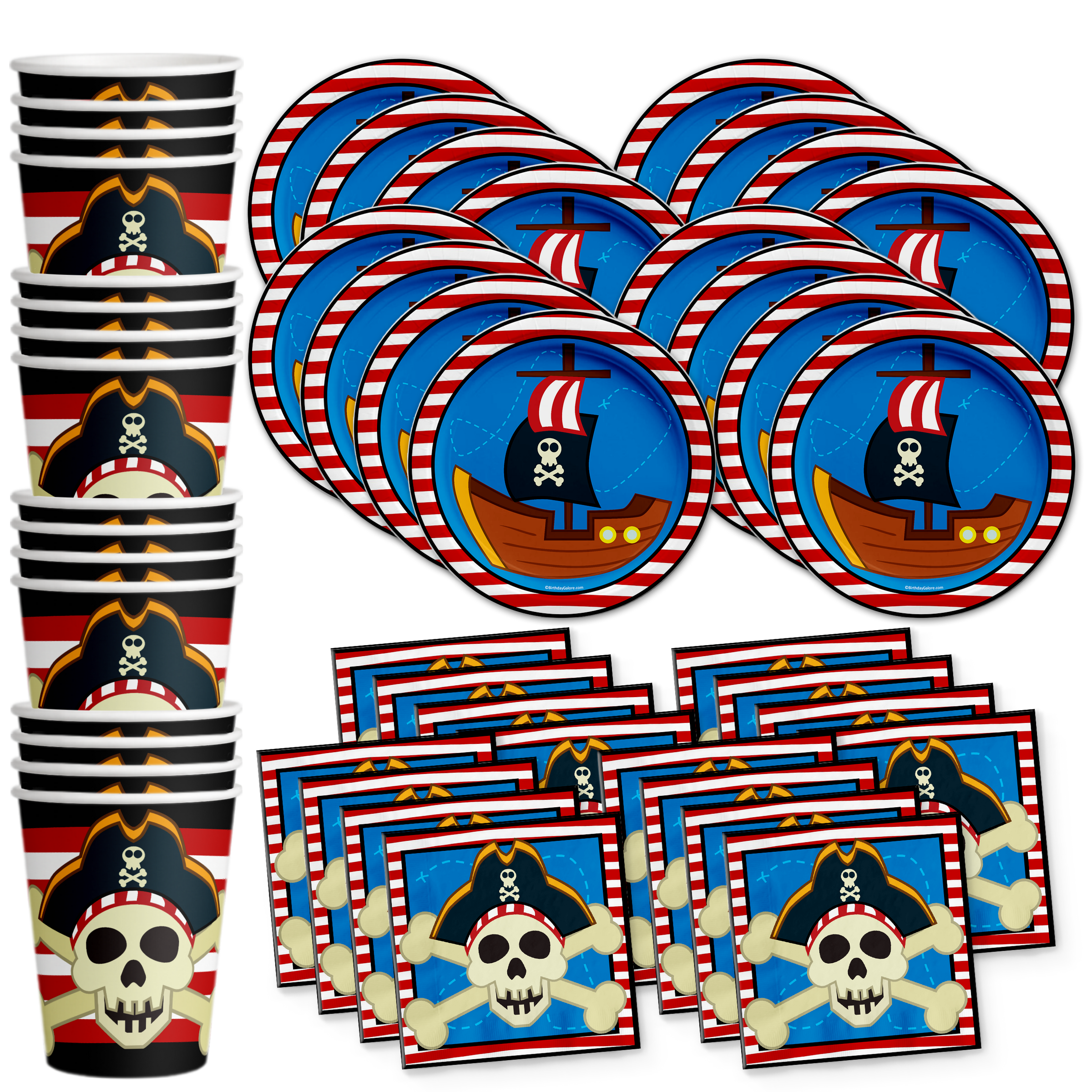 Pirate Ship Birthday Party Tableware Kit For 16 Guests - BirthdayGalore.com