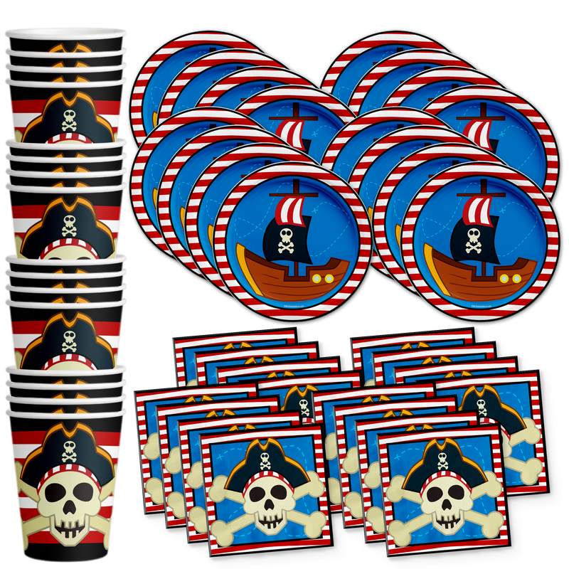 Pirate Ship Birthday Party Tableware Kit For 16 Guests - BirthdayGalore.com