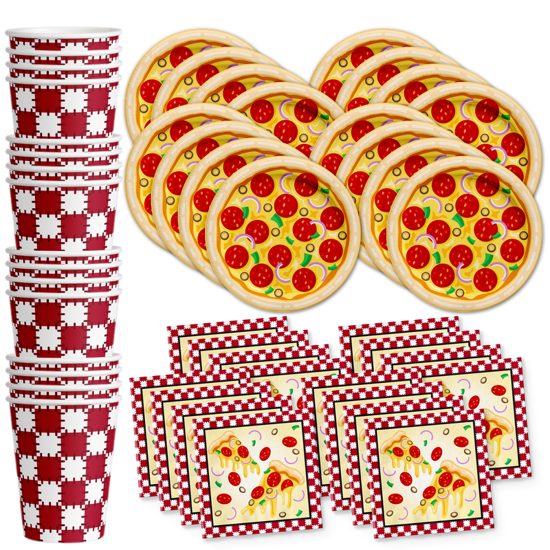 Pizza Birthday Party Tableware Kit For 16 Guests - BirthdayGalore.com