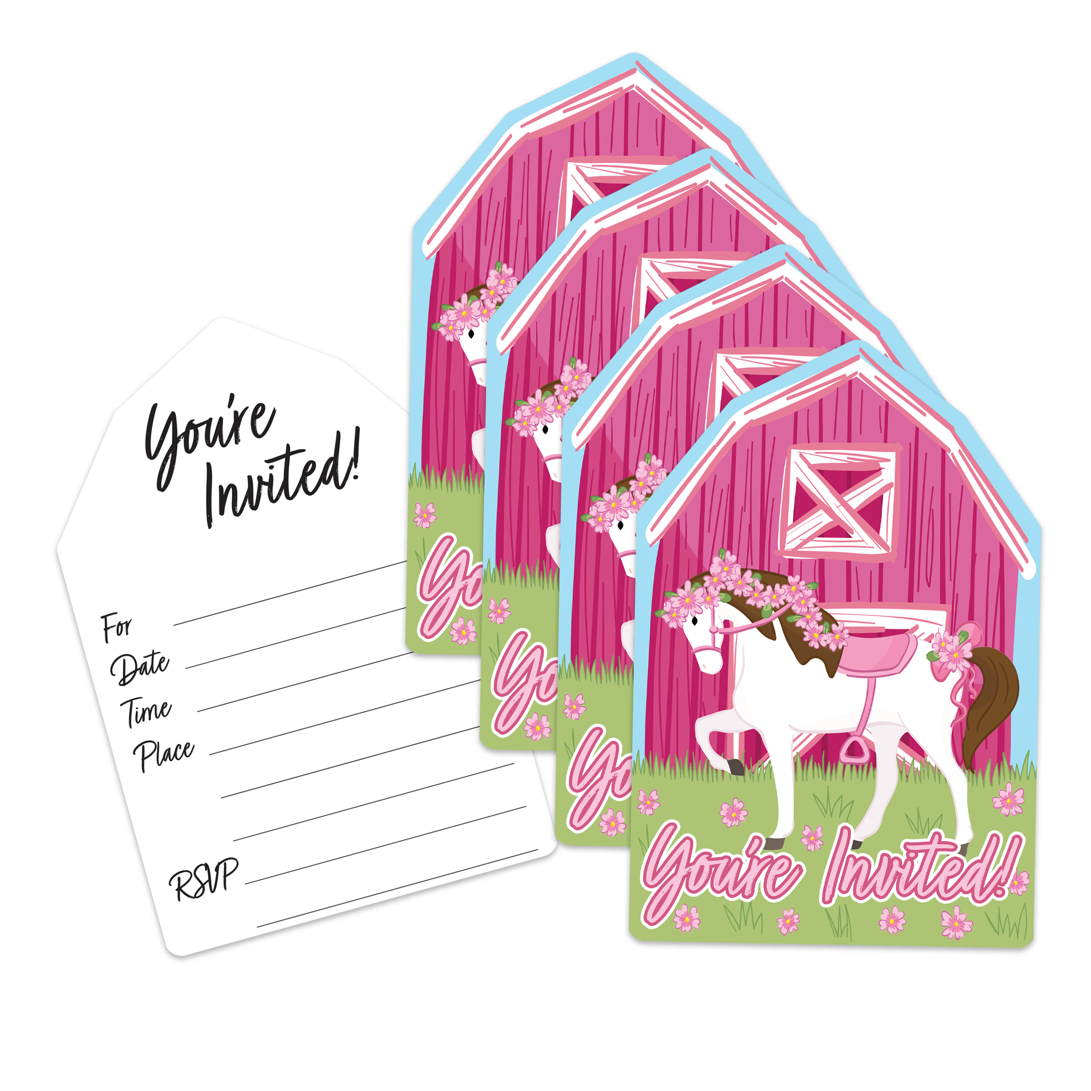 Pink Horse Birthday Party Invitations