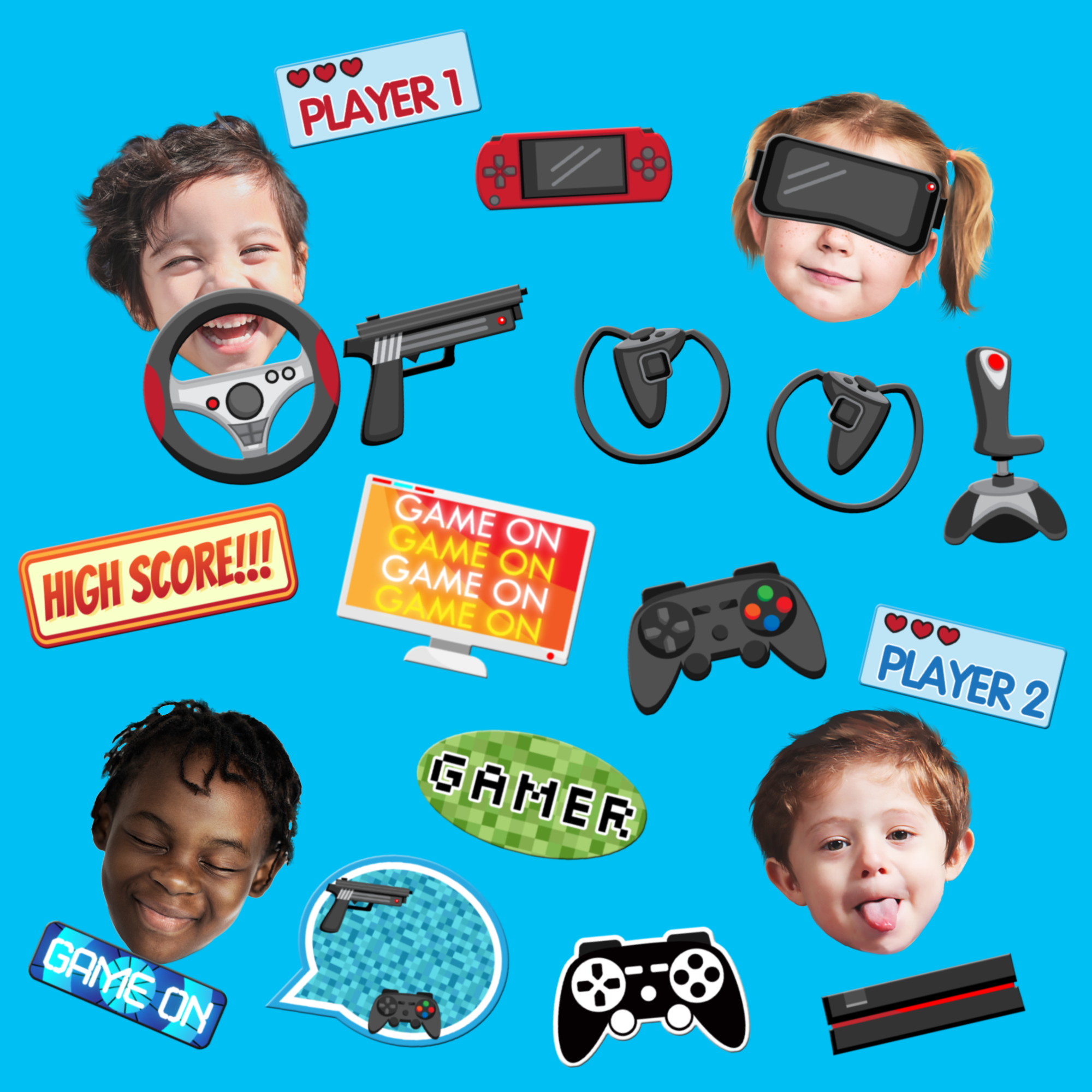 Video Game Photo Booth Props 20pcs Assembled - BirthdayGalore.com
