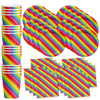 Rainbow Stripes Birthday Party Tableware Kit For 16 Guests - BirthdayGalore.com