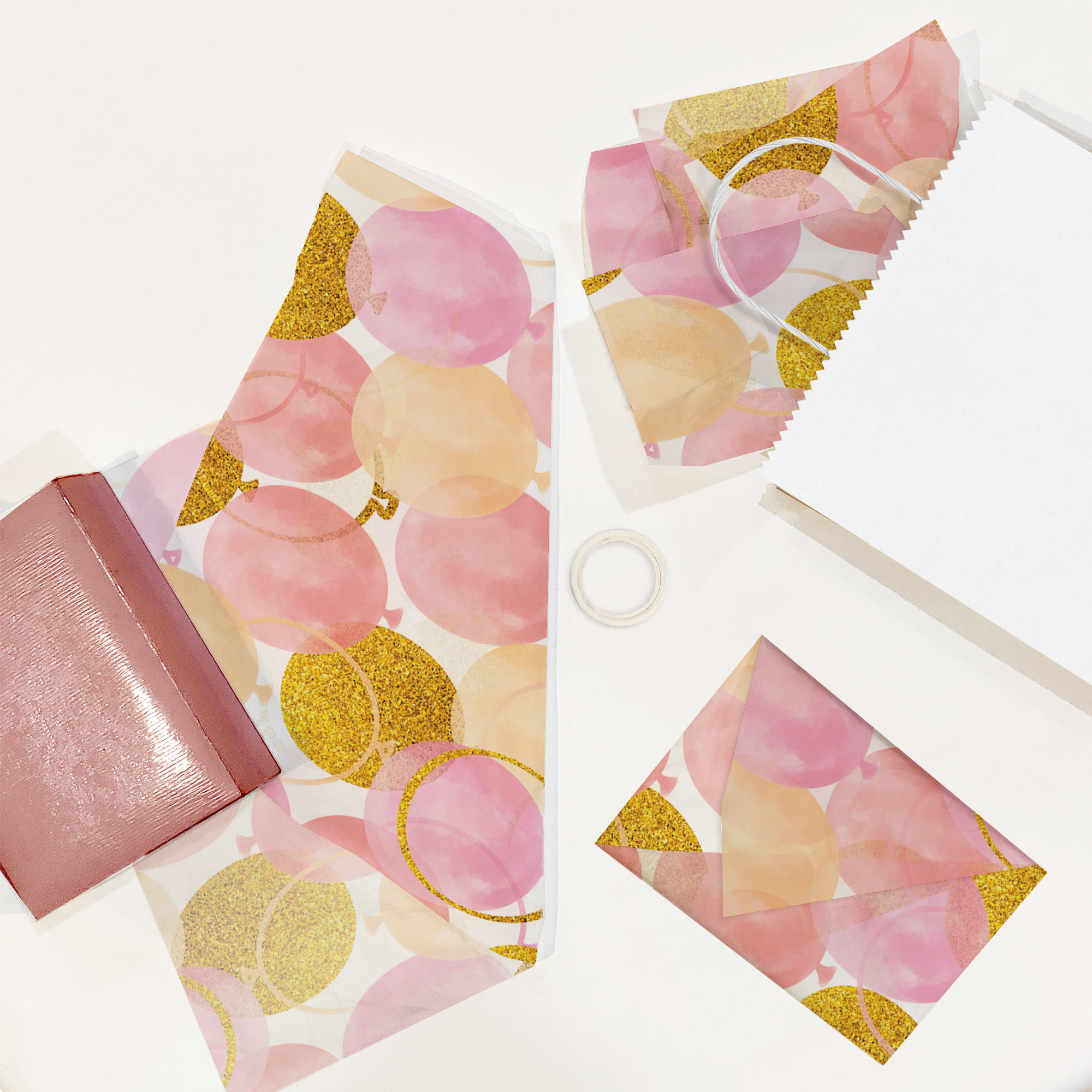 Pink and Gold Balloons Tissue Paper