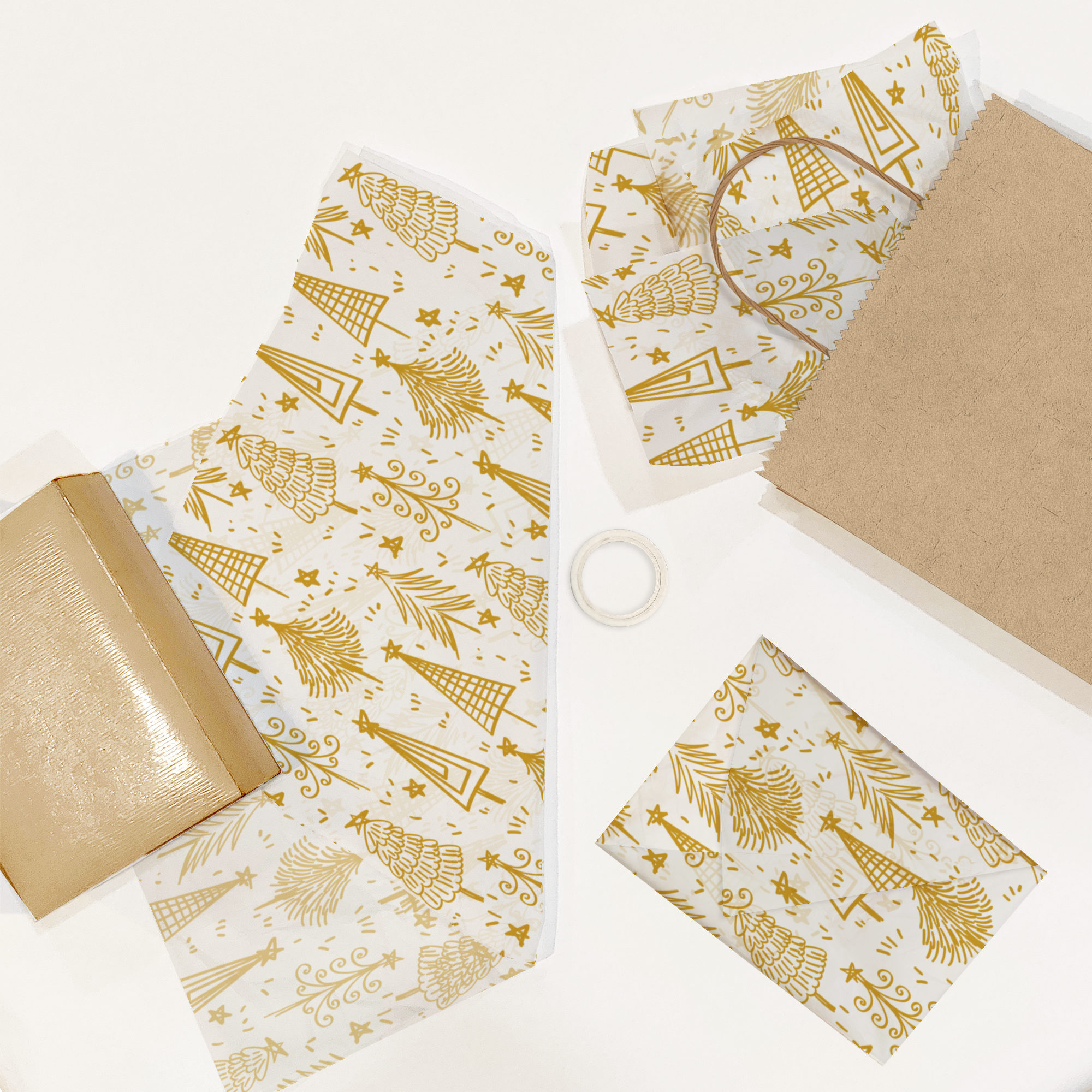 Gold Trees Tissue Paper