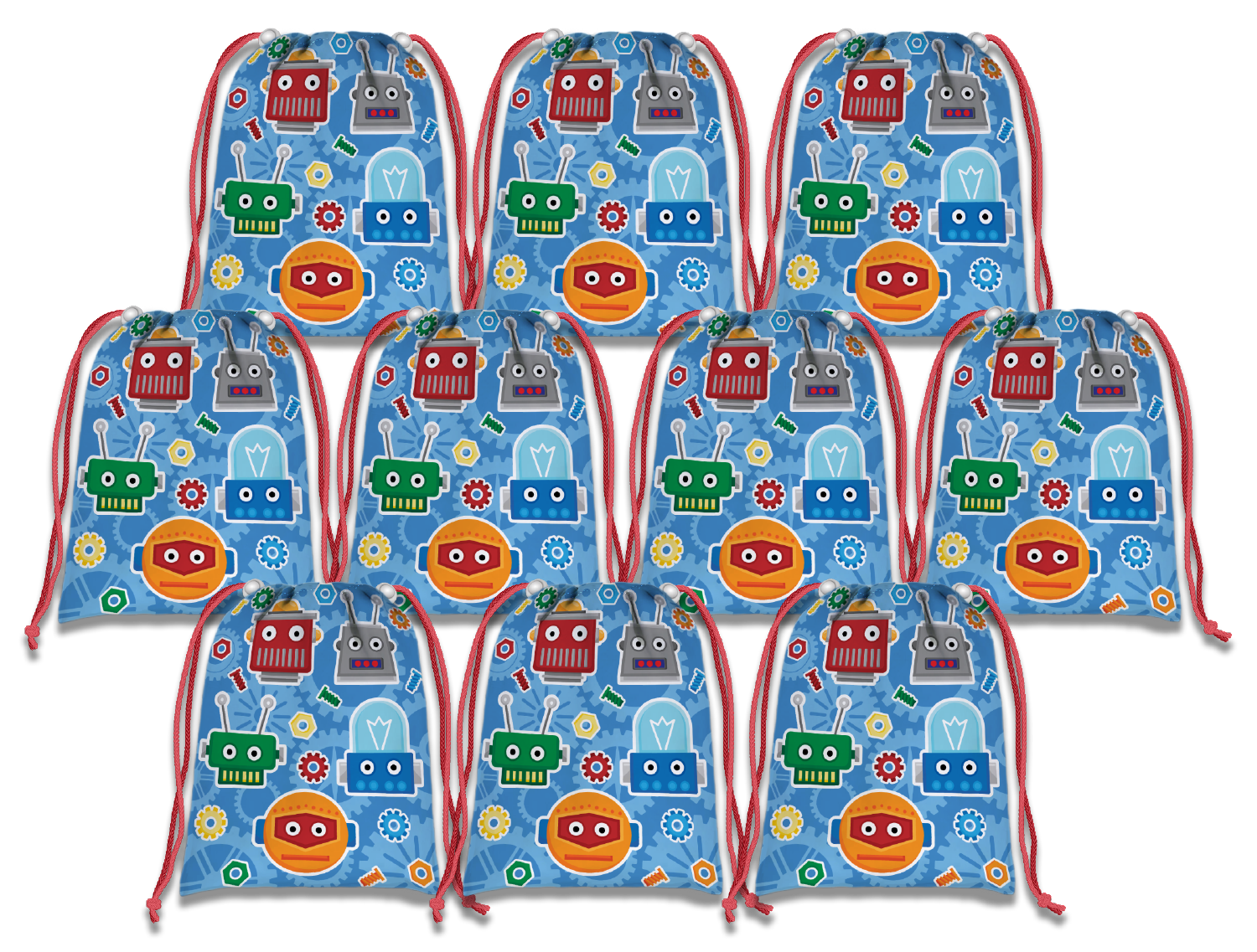 Robot Drawstring Tote Bag (10 Pack) - BirthdayGalore.com