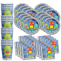Robot Birthday Party Tableware Kit For 16 Guests - BirthdayGalore.com