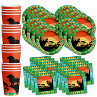 Sunset Safari Animals Birthday Party Tableware Kit For 16 Guests - BirthdayGalore.com
