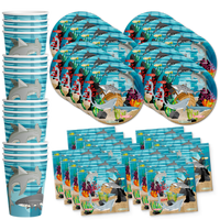 Shark Birthday Party Tableware Kit For 16 Guests - BirthdayGalore.com