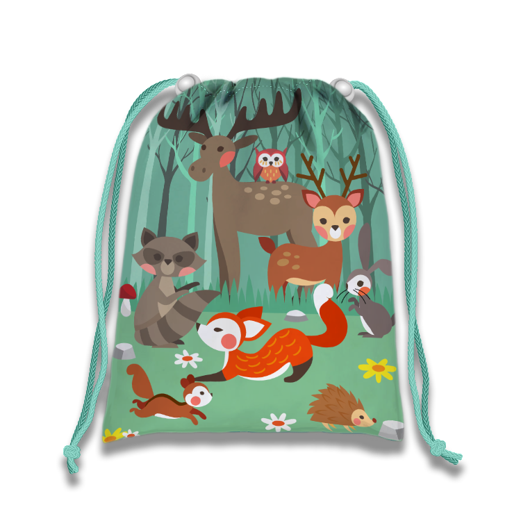 Woodland Animals Drawstring Tote Bag (10 Pack) - BirthdayGalore.com