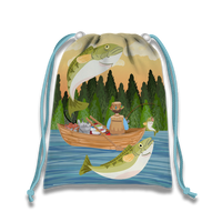 Gone Fishing Drawstring Tote Bag (10 Pack) - BirthdayGalore.com