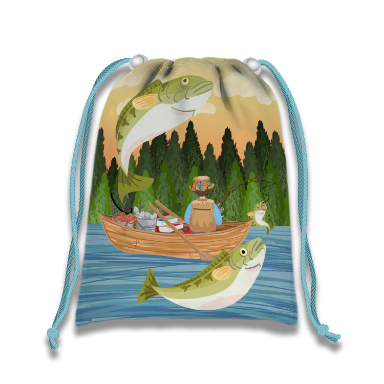 Gone Fishing Drawstring Tote Bag (10 Pack) - BirthdayGalore.com