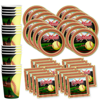 Softball Birthday Party Tableware Kit For 16 Guests - BirthdayGalore.com