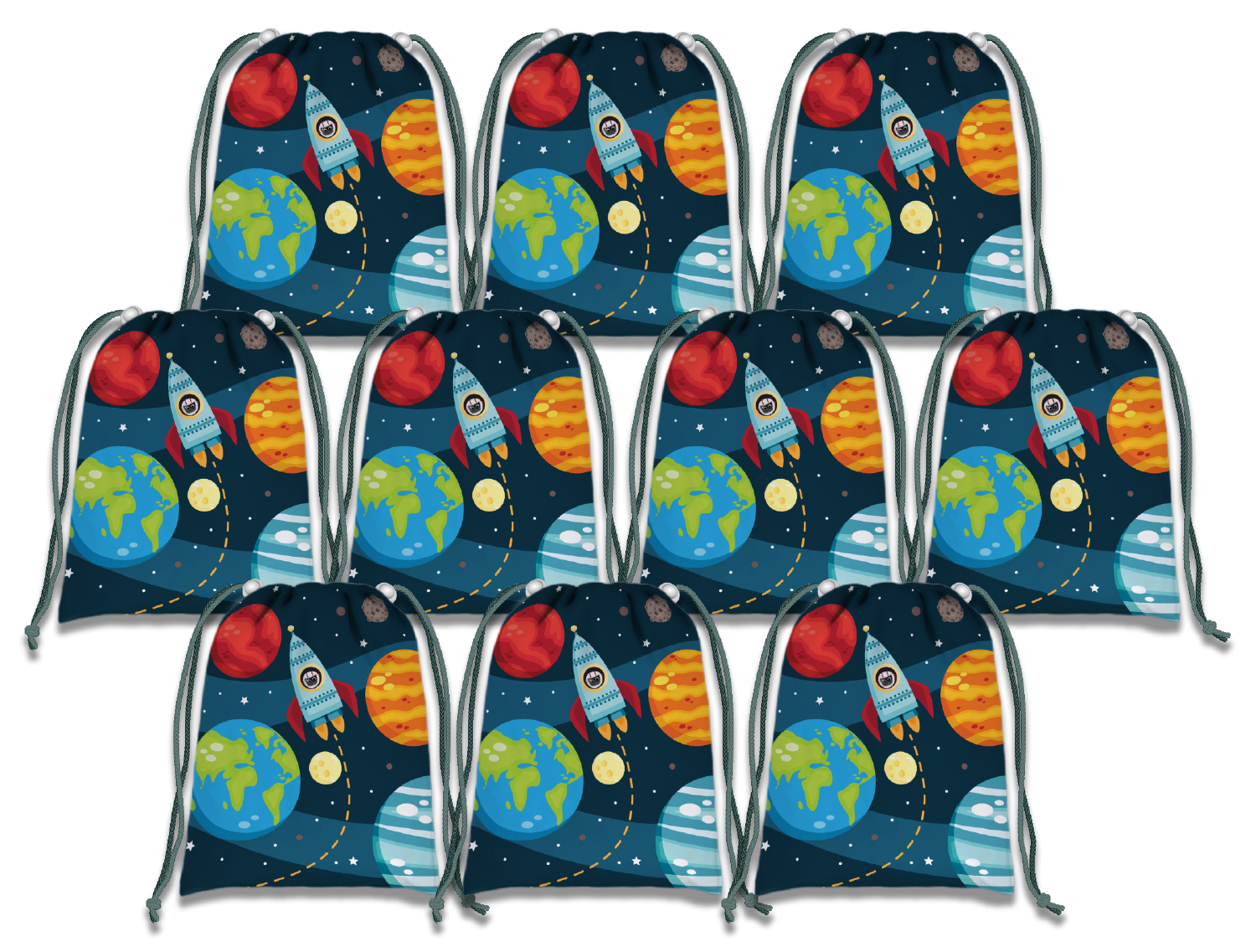 Space Solar System Drawstring Tote Bag (10 Pack) - BirthdayGalore.com