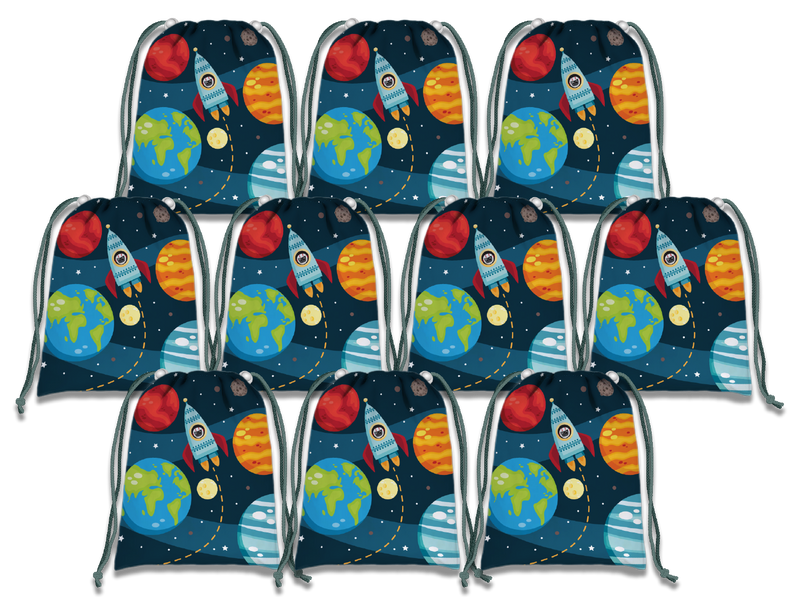 Space Solar System Drawstring Tote Bag (10 Pack) - BirthdayGalore.com