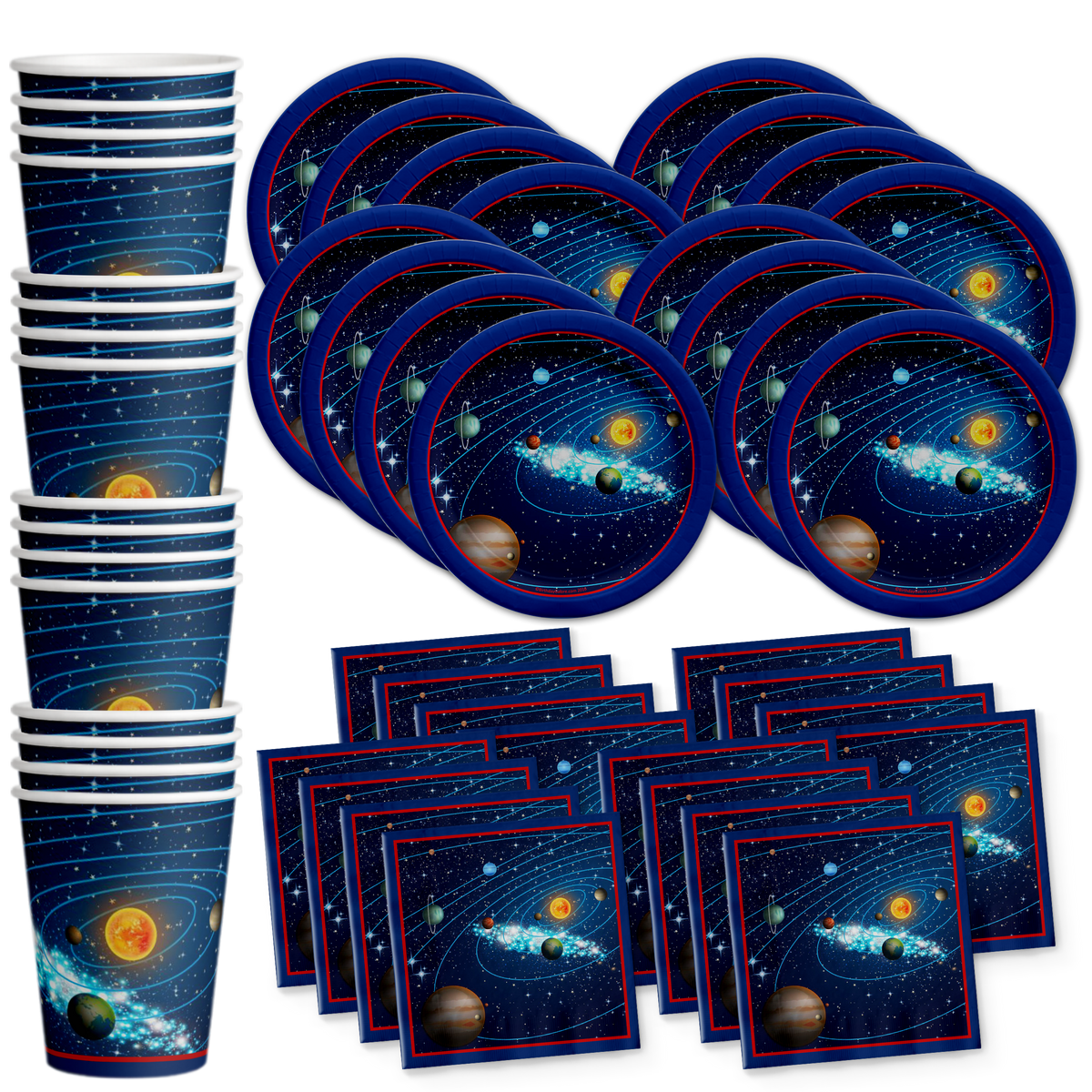Space Solar System Birthday Party Tableware Kit For 16 Guests - BirthdayGalore.com