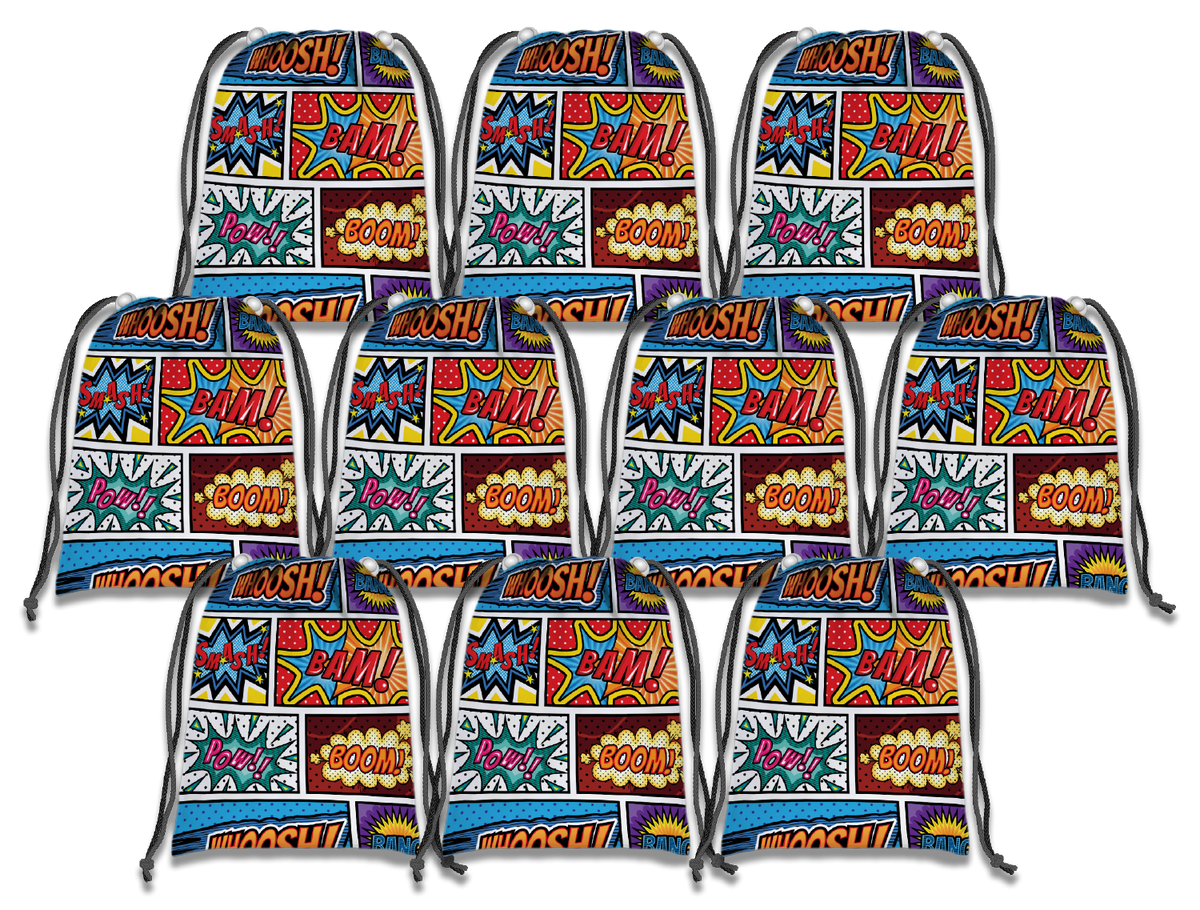 Superhero Drawstring Tote Bag (10 Pack) - BirthdayGalore.com