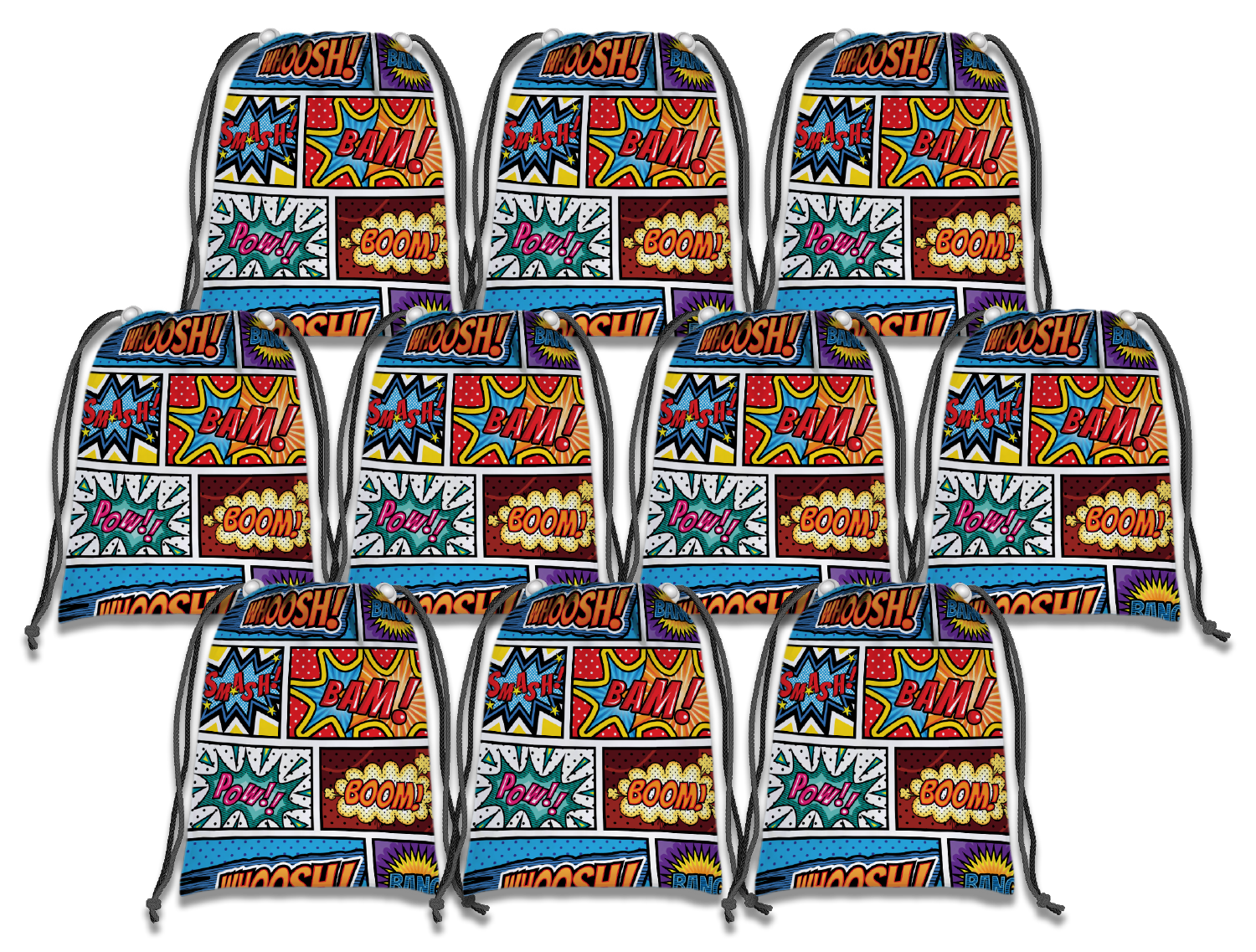 Superhero Drawstring Tote Bag (10 Pack) - BirthdayGalore.com