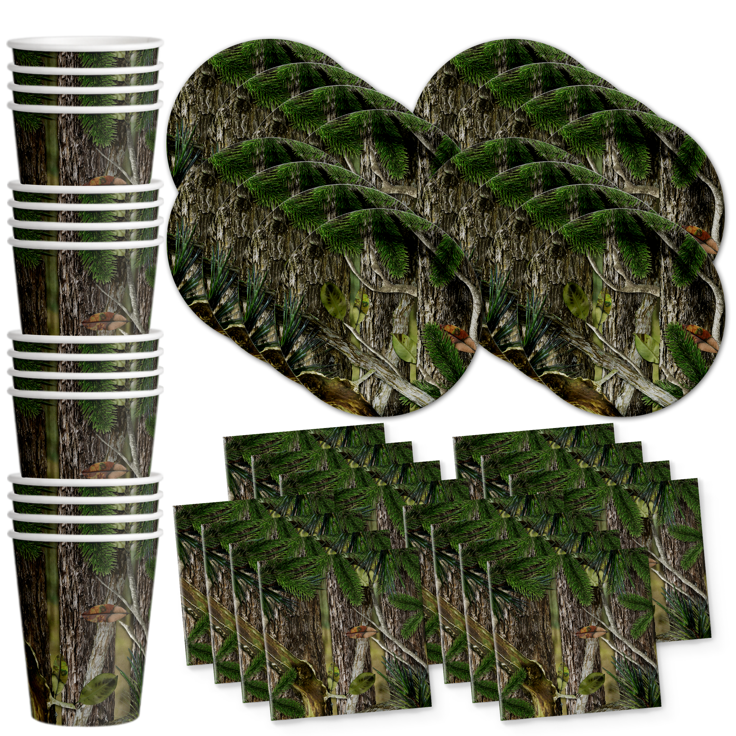 Hunter Camo Birthday Party Tableware Kit For 16 Guests - BirthdayGalore.com